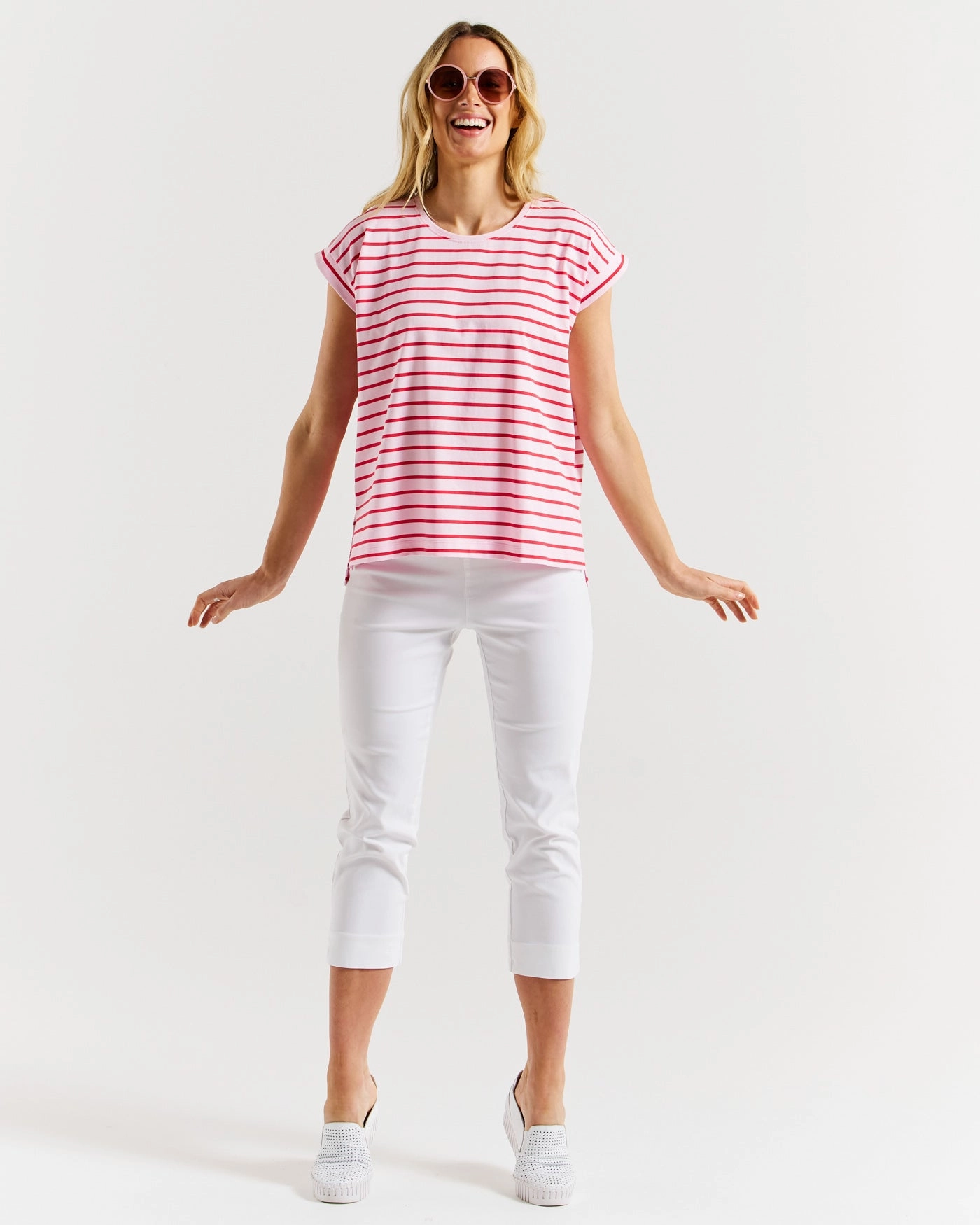 Betty Basics Michaela Top Cherry Blossom Stripe Everyday Wearable
