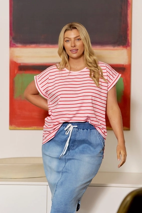 Outdoor Essentials Betty Basics Michaela Top Cherry Blossom Stripe