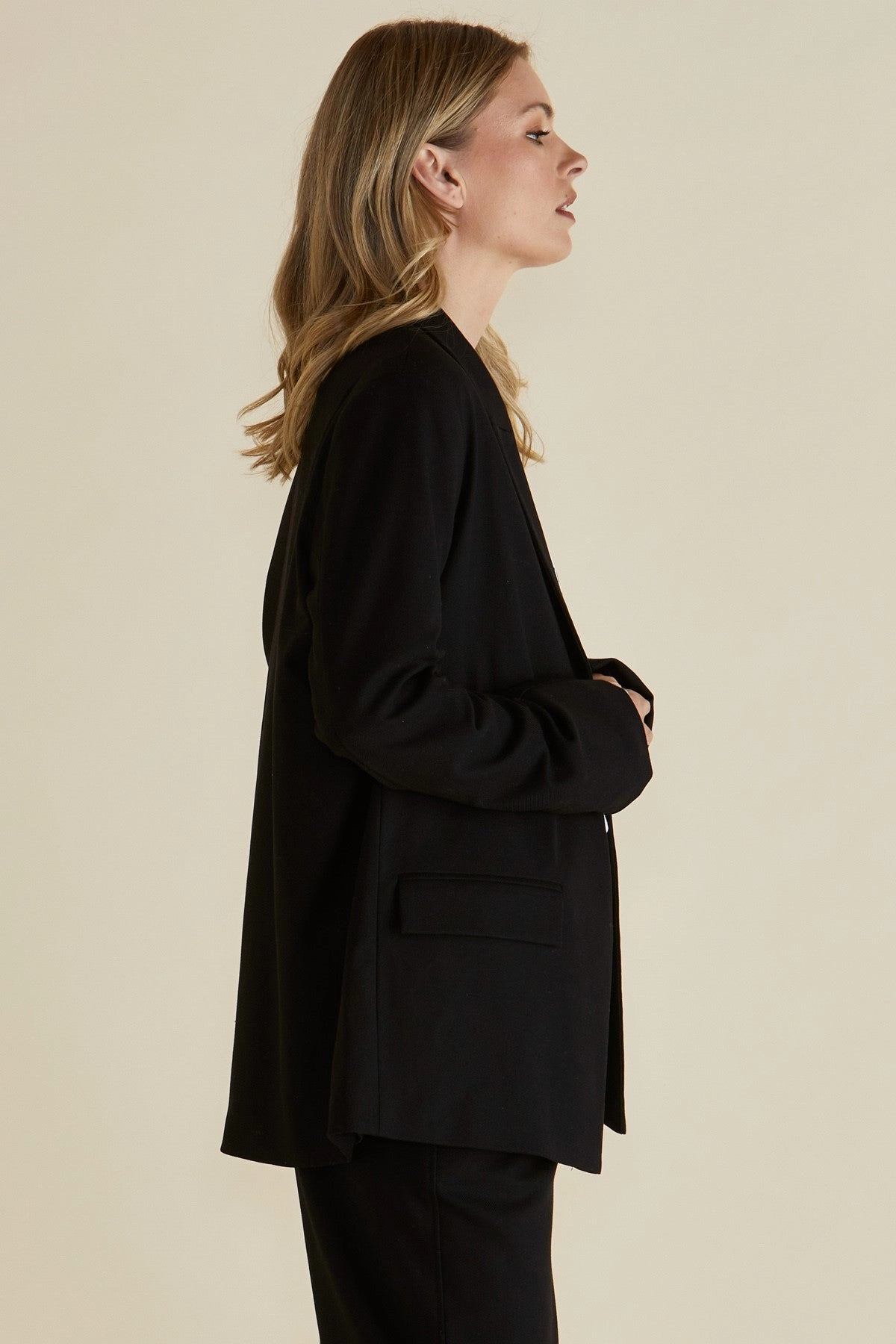 Betty Basics Portland Blazer Black Compression Panels High Performance Blend