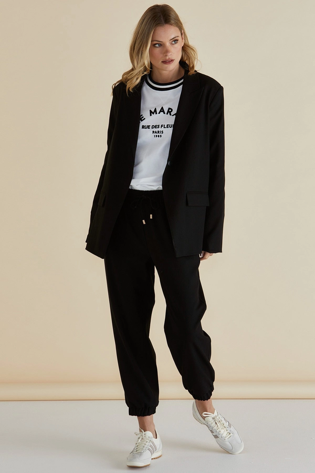 Stretch Weave Fabric Betty Basics Portland Blazer Black