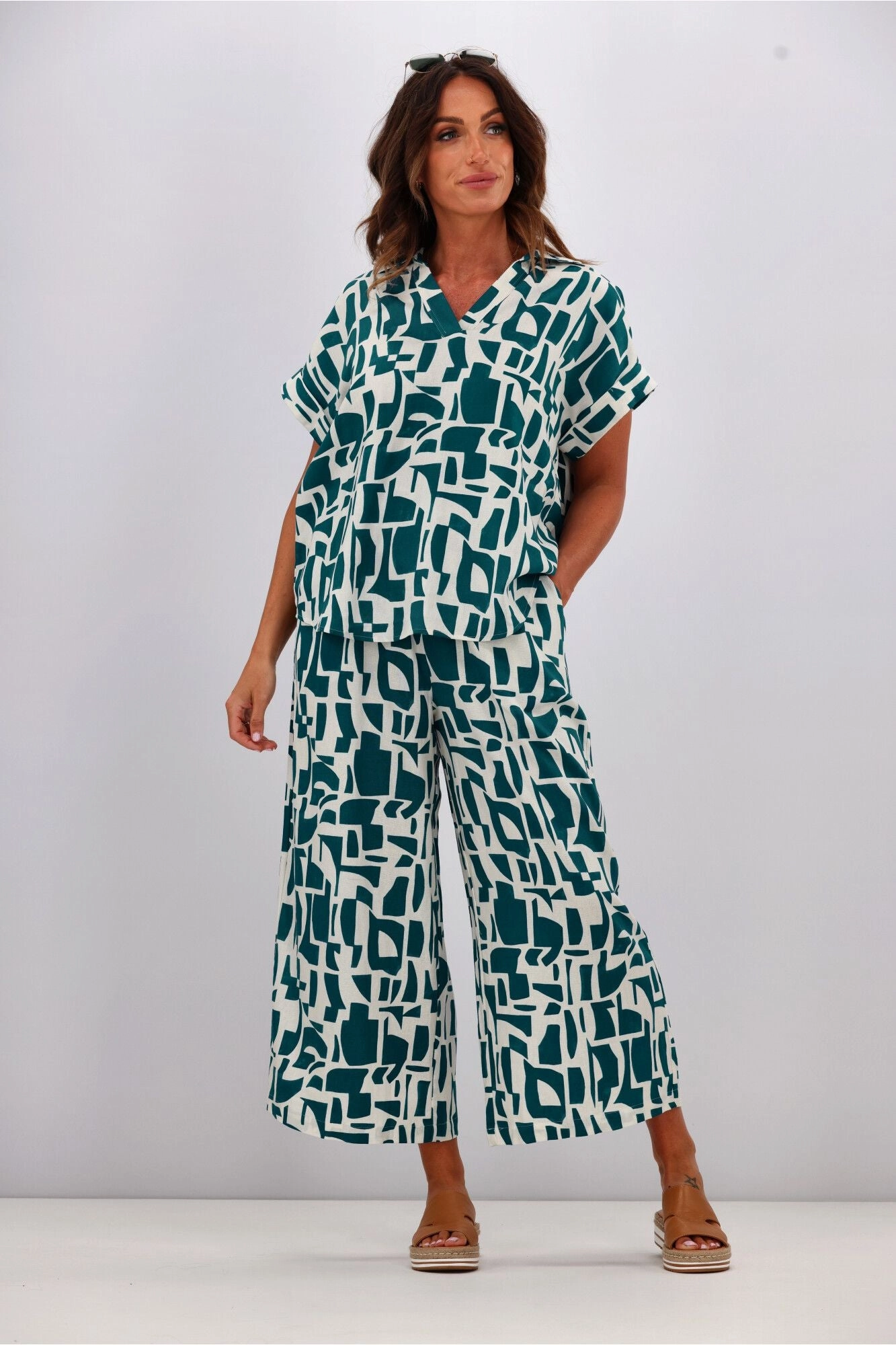 High Waist Comfort Seeker Betty Basics Senorita Pant Geo Print