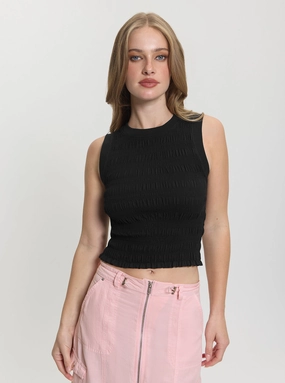 Black Claire Smock Tank Top Flatlock Seam Technology AbrasionResistant Surface