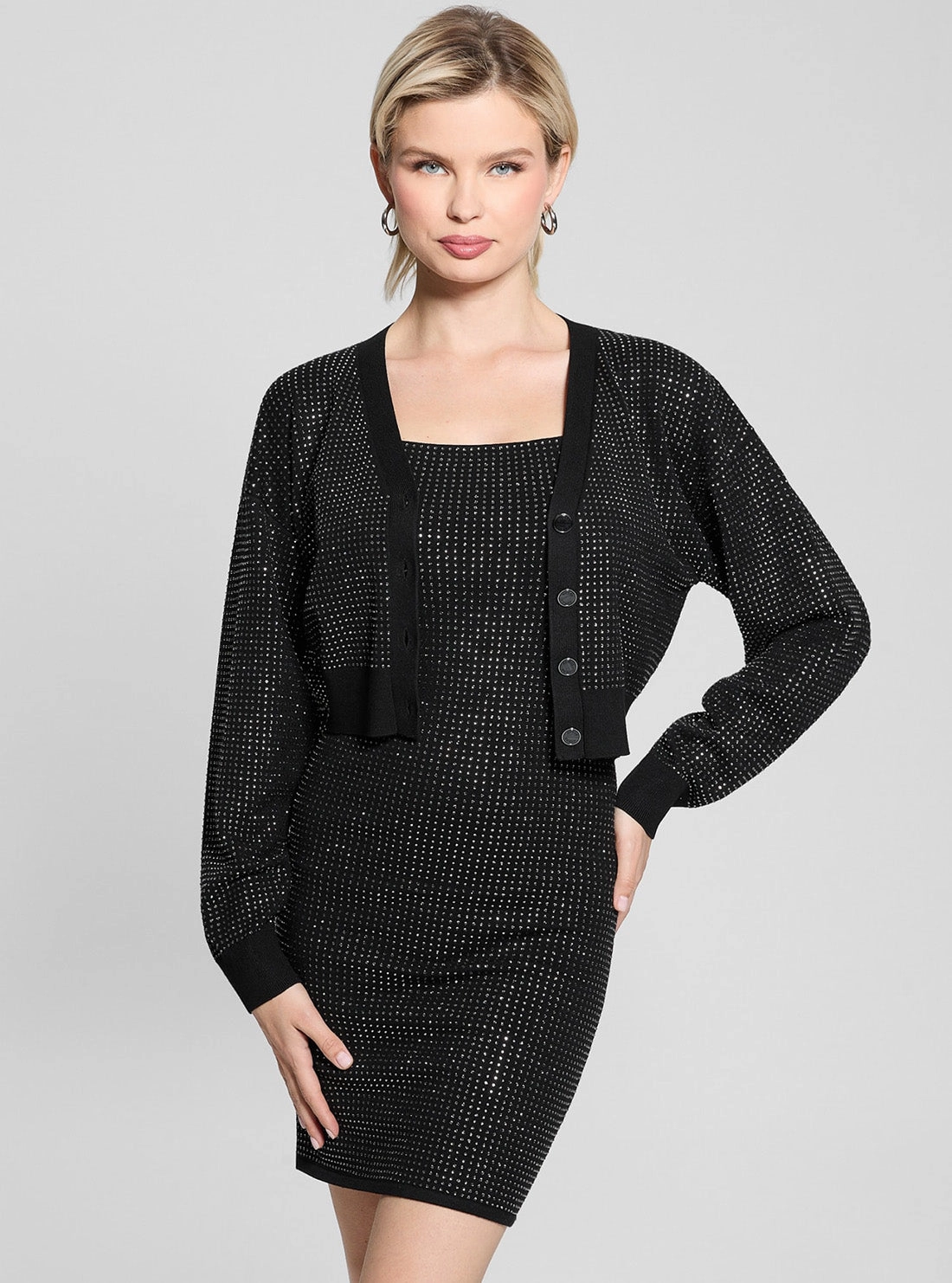 Odor-Control Black Khloe Rhinestones Mini Dress