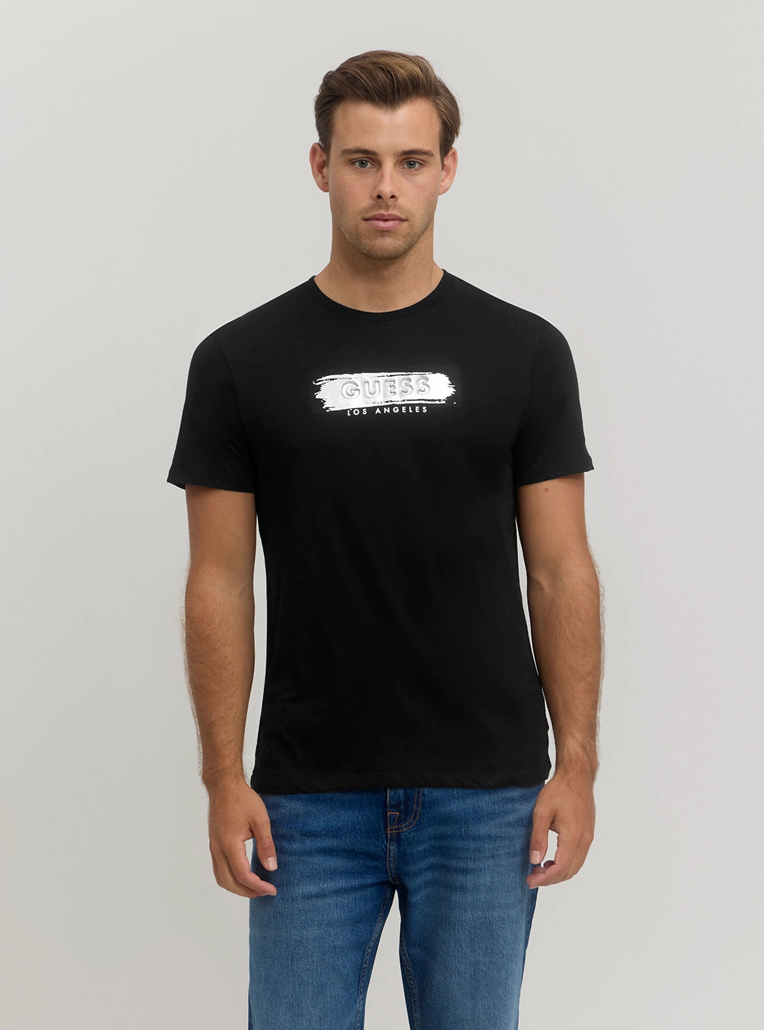 Reinforced Hems Relaxed Look Black Metallic Logo T-Shirt