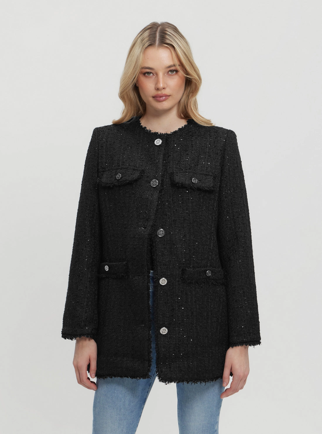 Adjustable Belt Black Noelie Tweed Jacket