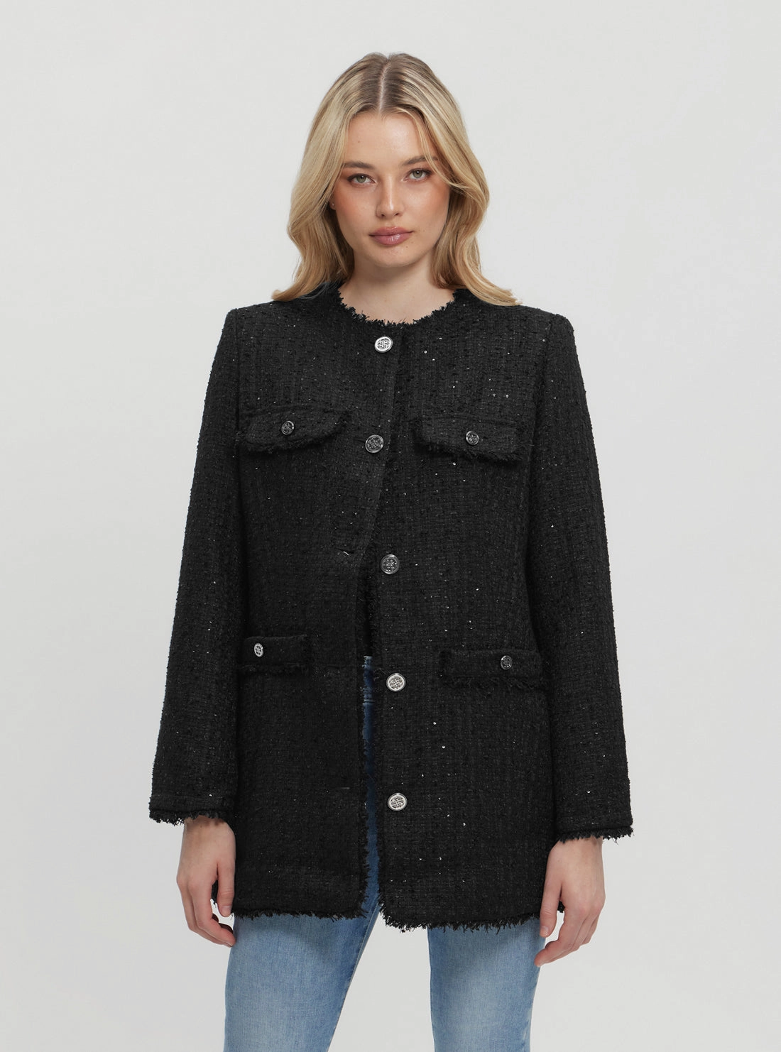Black Noelie Tweed Jacket Waist Belt