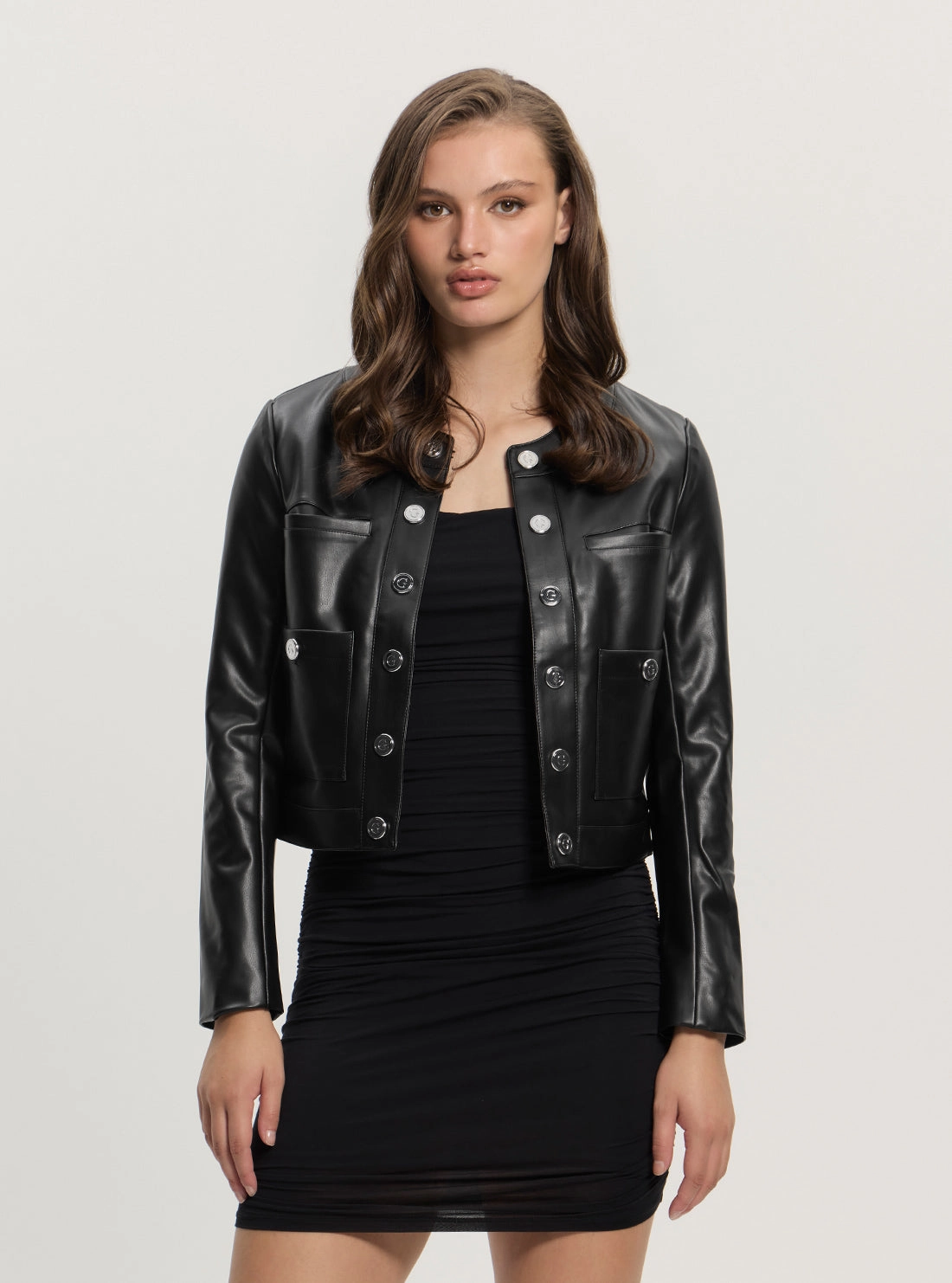 Black Nova Faux-Leather Jacket Impact Absorbing Back Panels