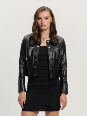 Easy Care Finish Black Nova Faux-Leather Jacket
