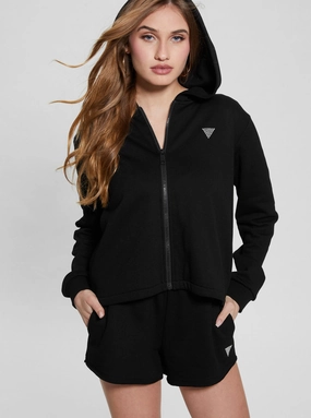 Black Skylar Zip Hoodie Jacket Foldable Design