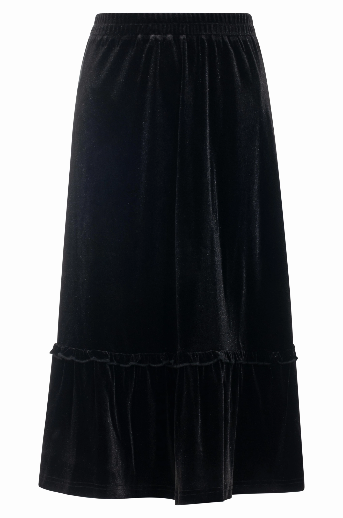 Black Velour pull on Skirt | Black | 8813ZZ Chic Tones