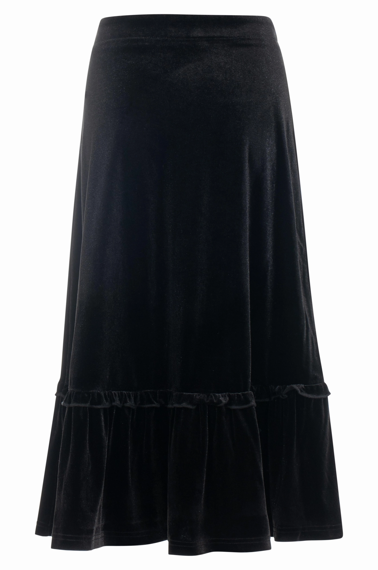Bold Accent Black Velour pull on Skirt | Black | 8813ZZ