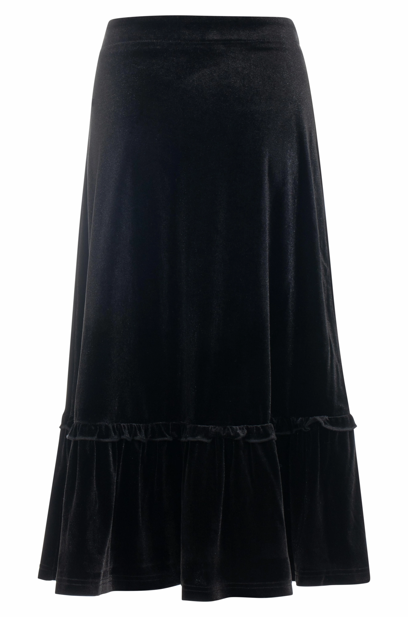 Black Velour pull on Skirt | Black | 8813ZZ Jewel Tones