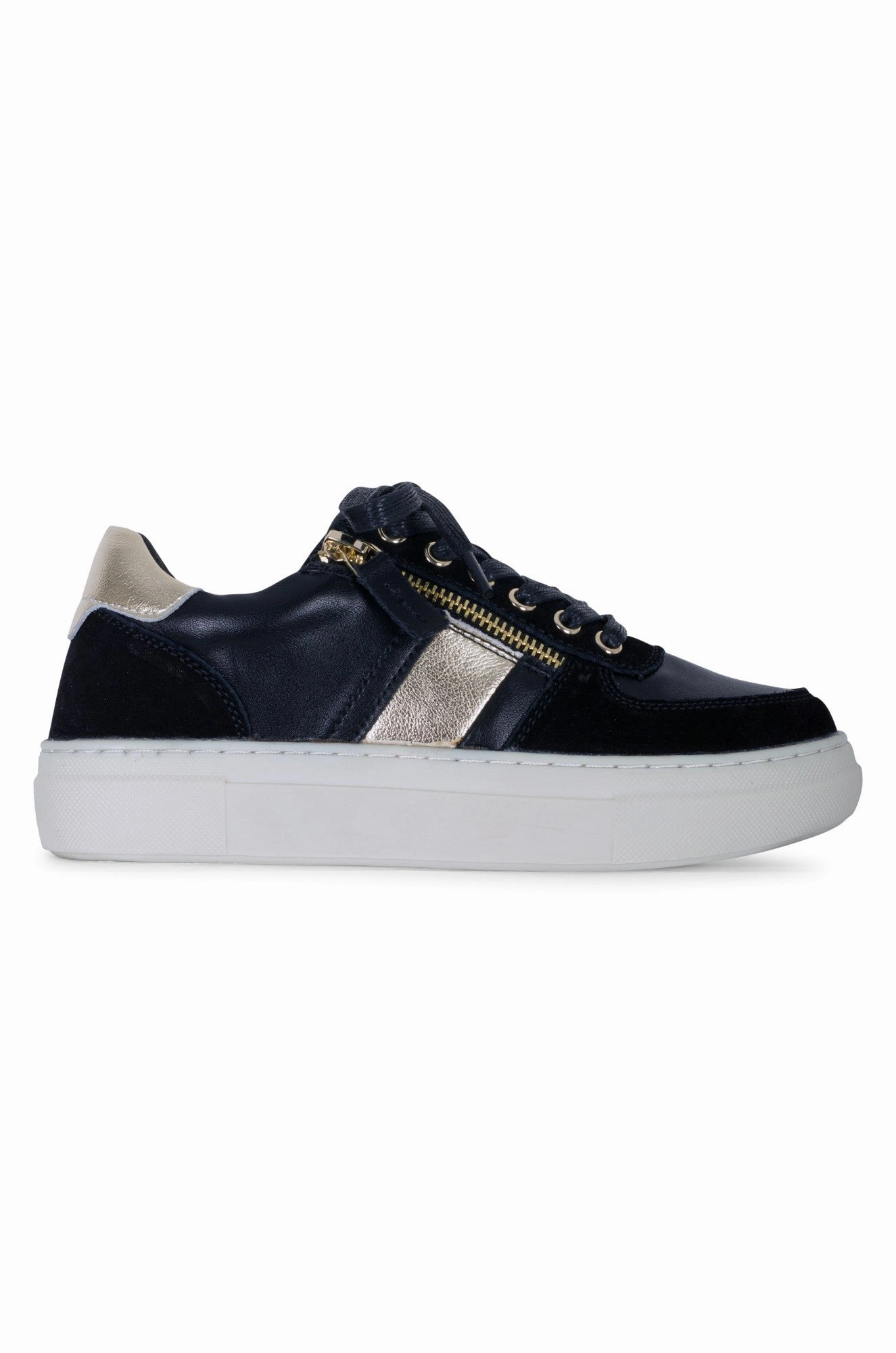Black with Gold Stripe Sneaker | BLACK | CASSEY AB Ergonomic Shape Metallic Trim