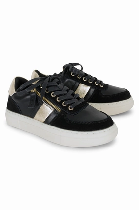 Ultra-soft comfort Black with Gold Stripe Sneaker | BLACK | CASSEY AB