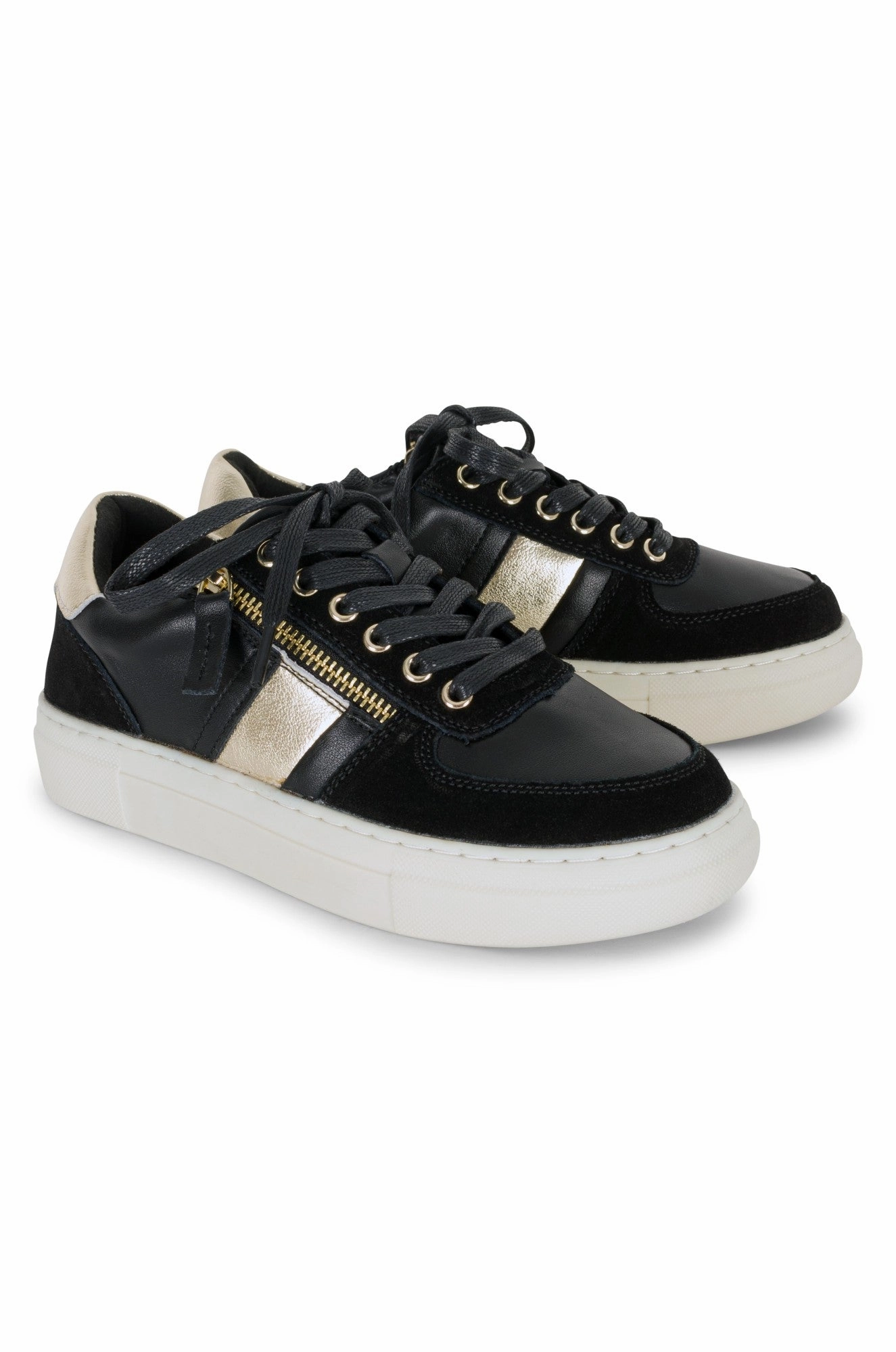 Ultra-soft comfort Black with Gold Stripe Sneaker | BLACK | CASSEY AB