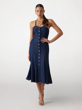 Silky Silhouette Blue Edna Denim Midi Dress