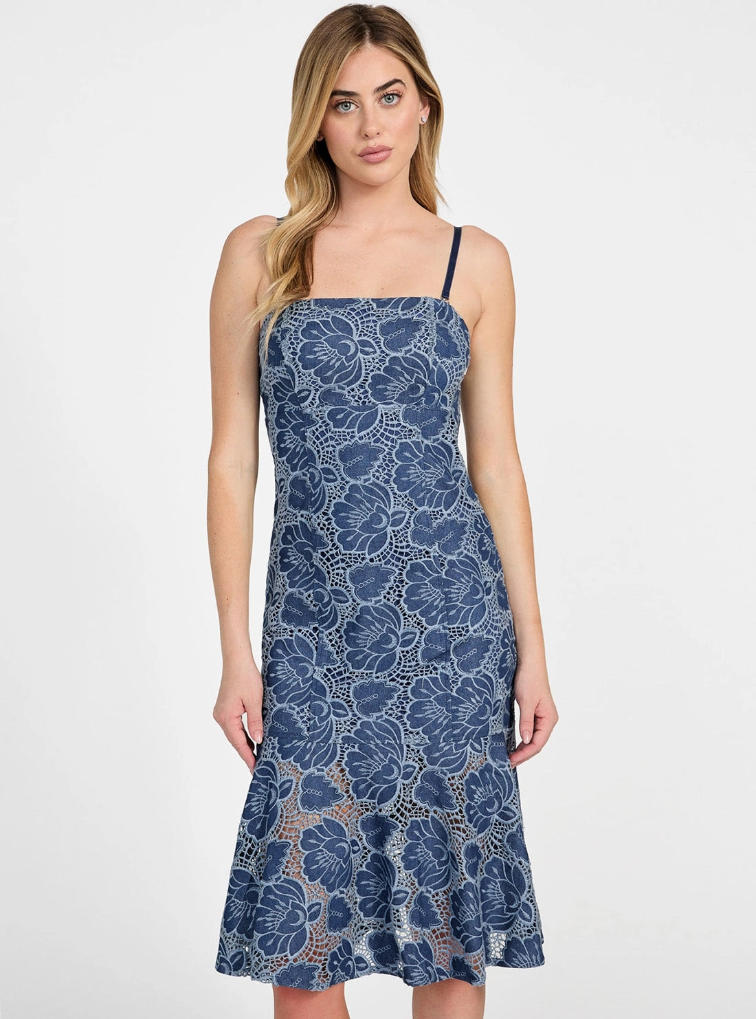 Blue Maisy Indigo Midi Dress Bow Soft