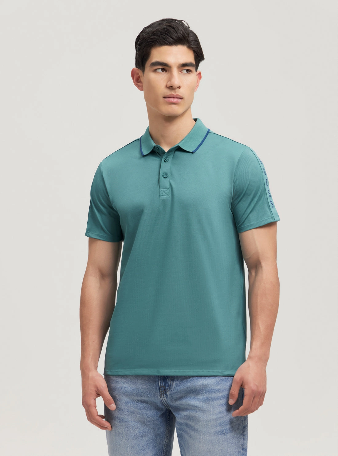 Flexible Hemline DurableCollarStays Blue Paul Pique Polo T-Shirt