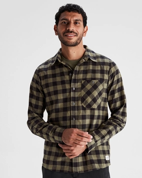 Sleeveless Cut Men's Fyfe Flannel Shirt - Light Moss Gingham