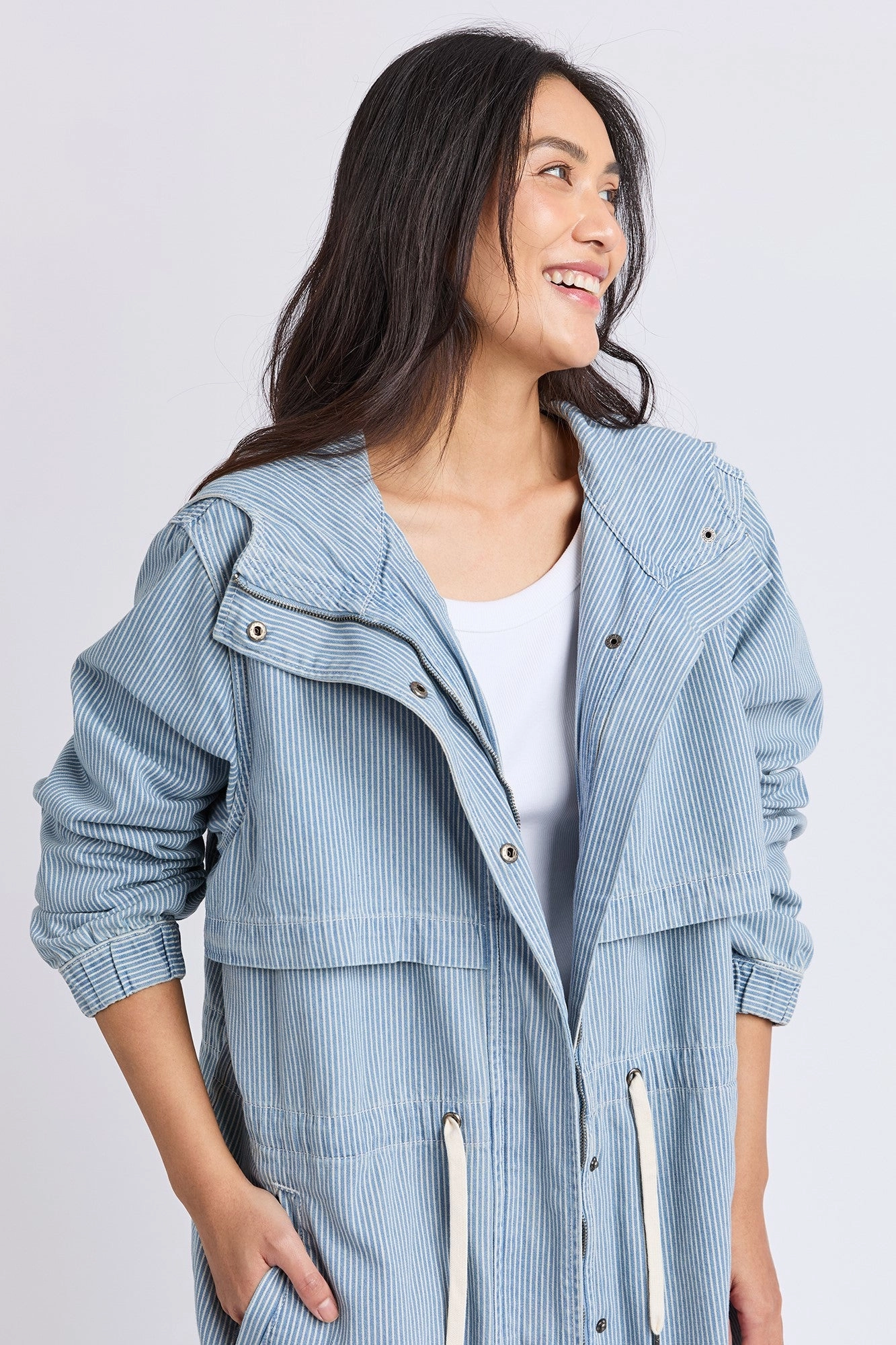 Clean Edge Piece Elm Bennet Denim Parker Blue White Stripe