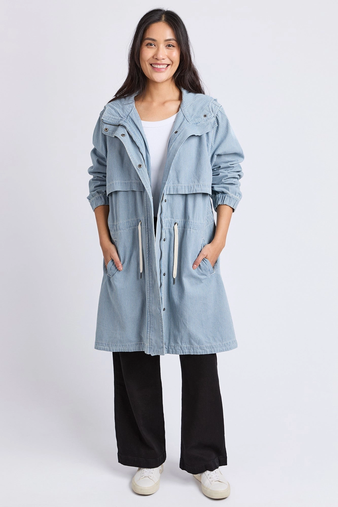 Elm Bennet Denim Parker Blue White Stripe Fade Resistant Dye mesh ventilation