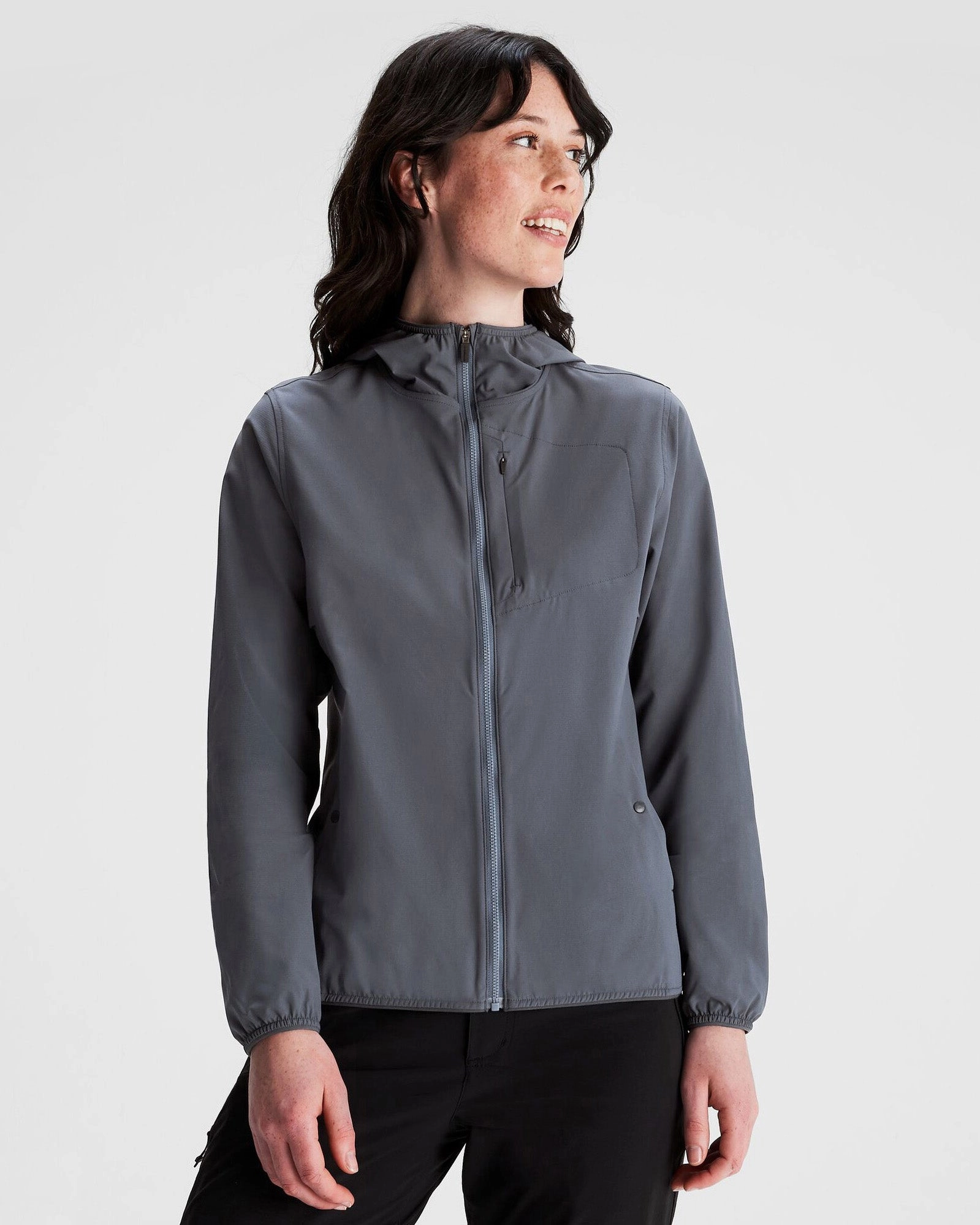 Windproof Thermal Shell Reinforced Shoulder Padding Women's Sun Breaker Jacket - Mid Navy
