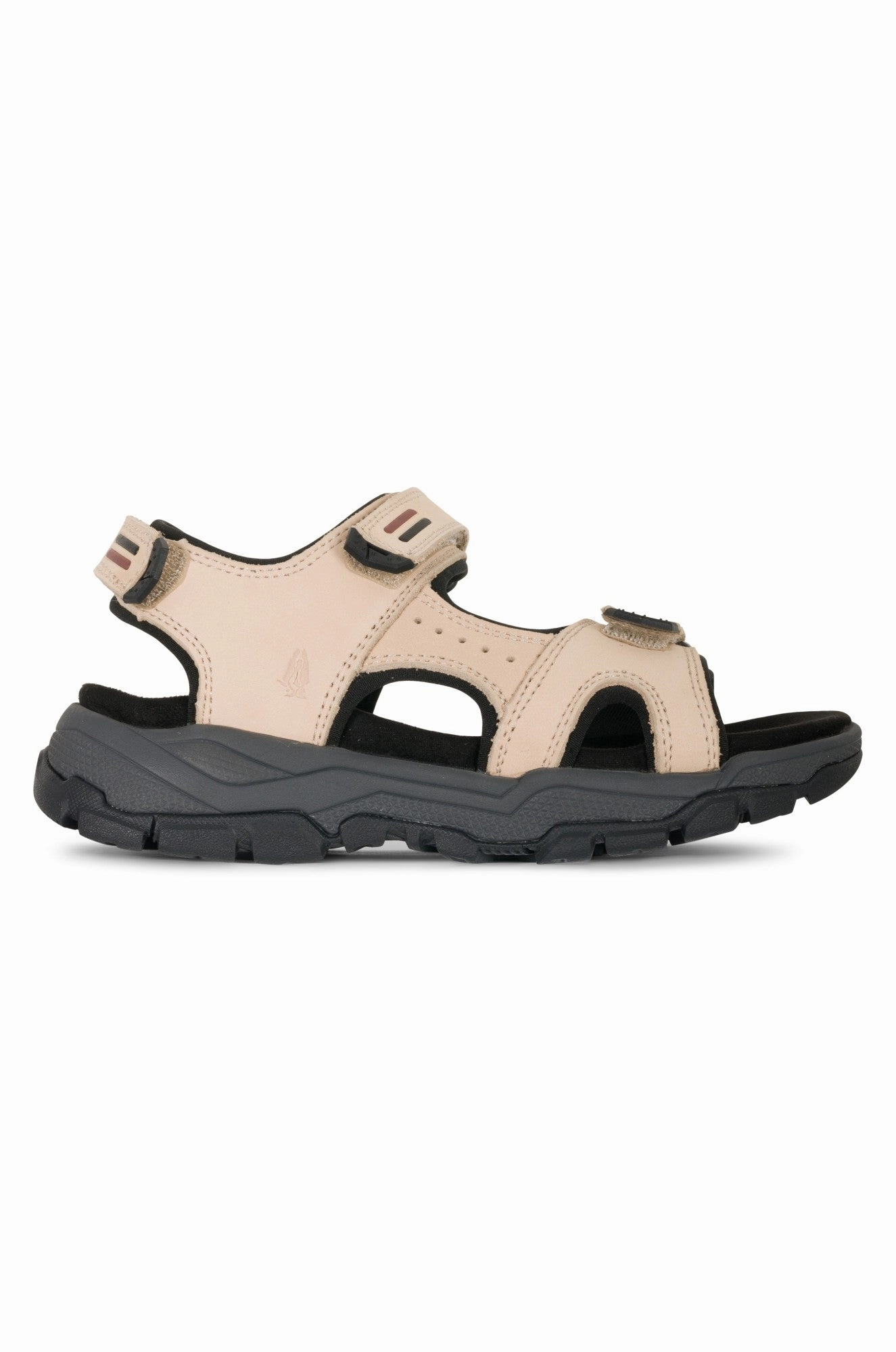 hook and loop closure Everyday Outdoor Shoes Leather Sandal with 3 velcro straps | LATTE | TREKKER AB