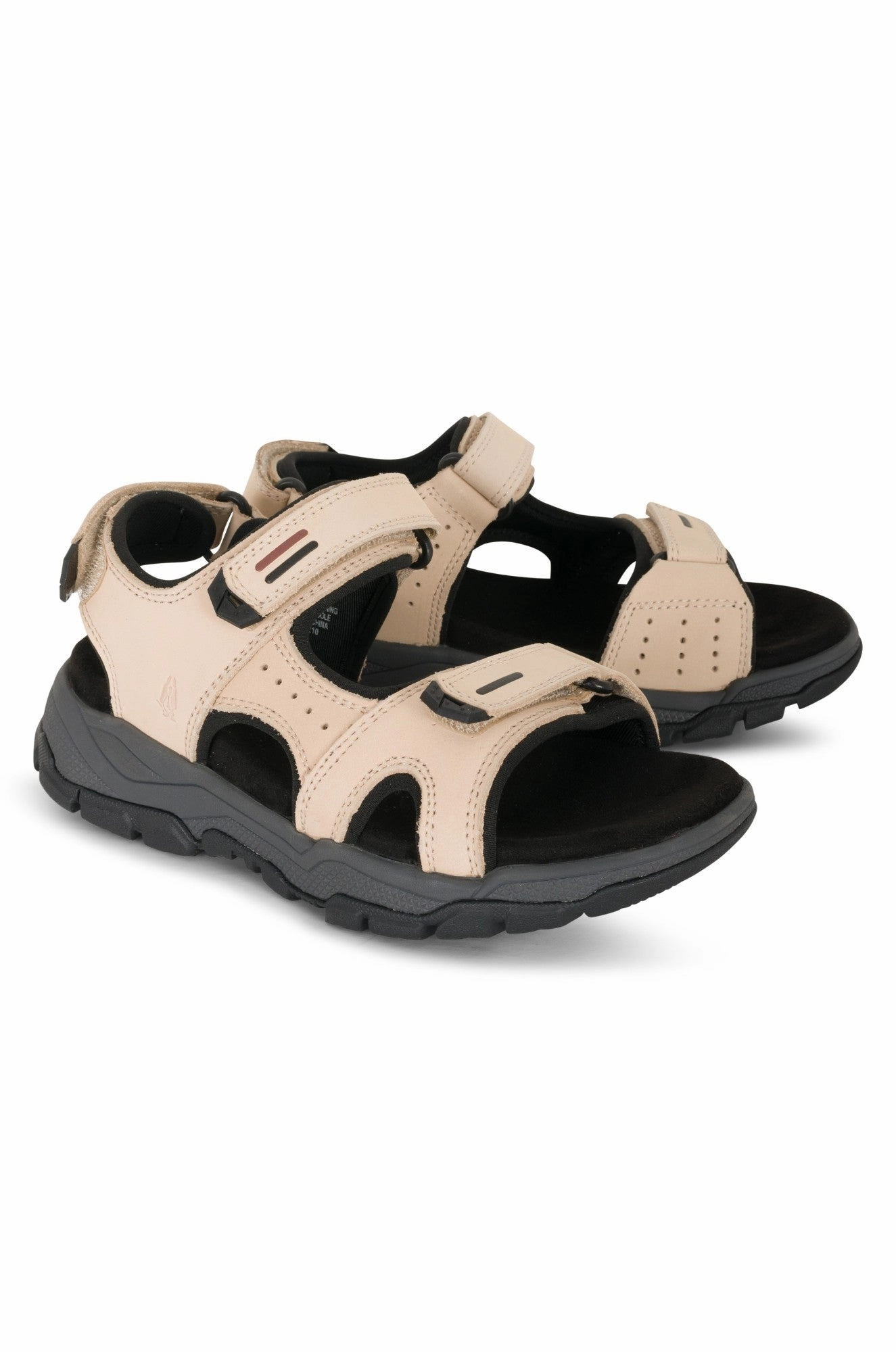 temperature regulation Leather Sandal with 3 velcro straps | LATTE | TREKKER AB