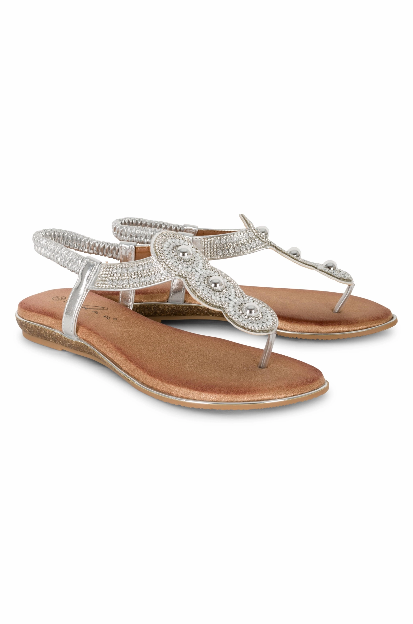 Beach Chic Rhinestone & stud Sandal | SILVER | SILVIA AB
