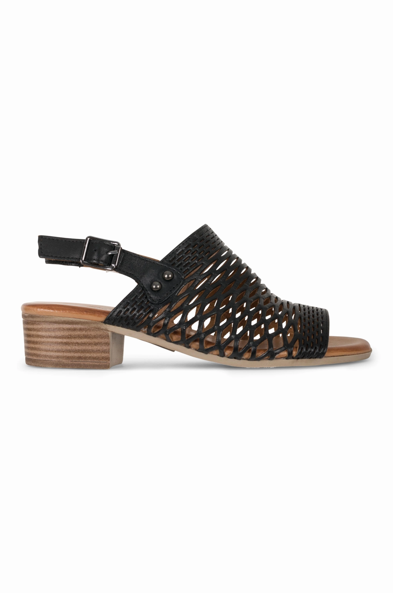 Relaxed Footwear for Summer Shock Absorption Technology Turkish Leather laser-cut Sandal | BLACK | ALACA AB
