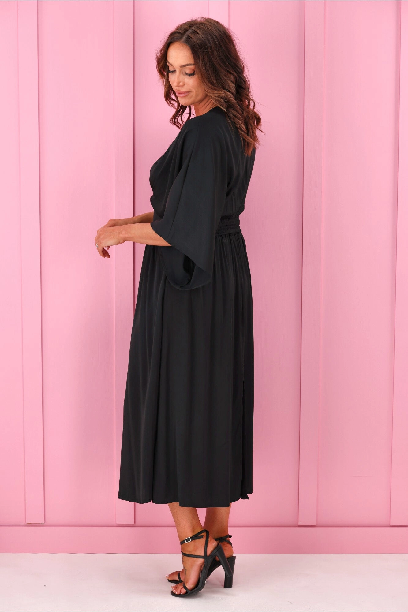 Jane James Florian Batwing Dress Black Resort-Wear Cute Touch