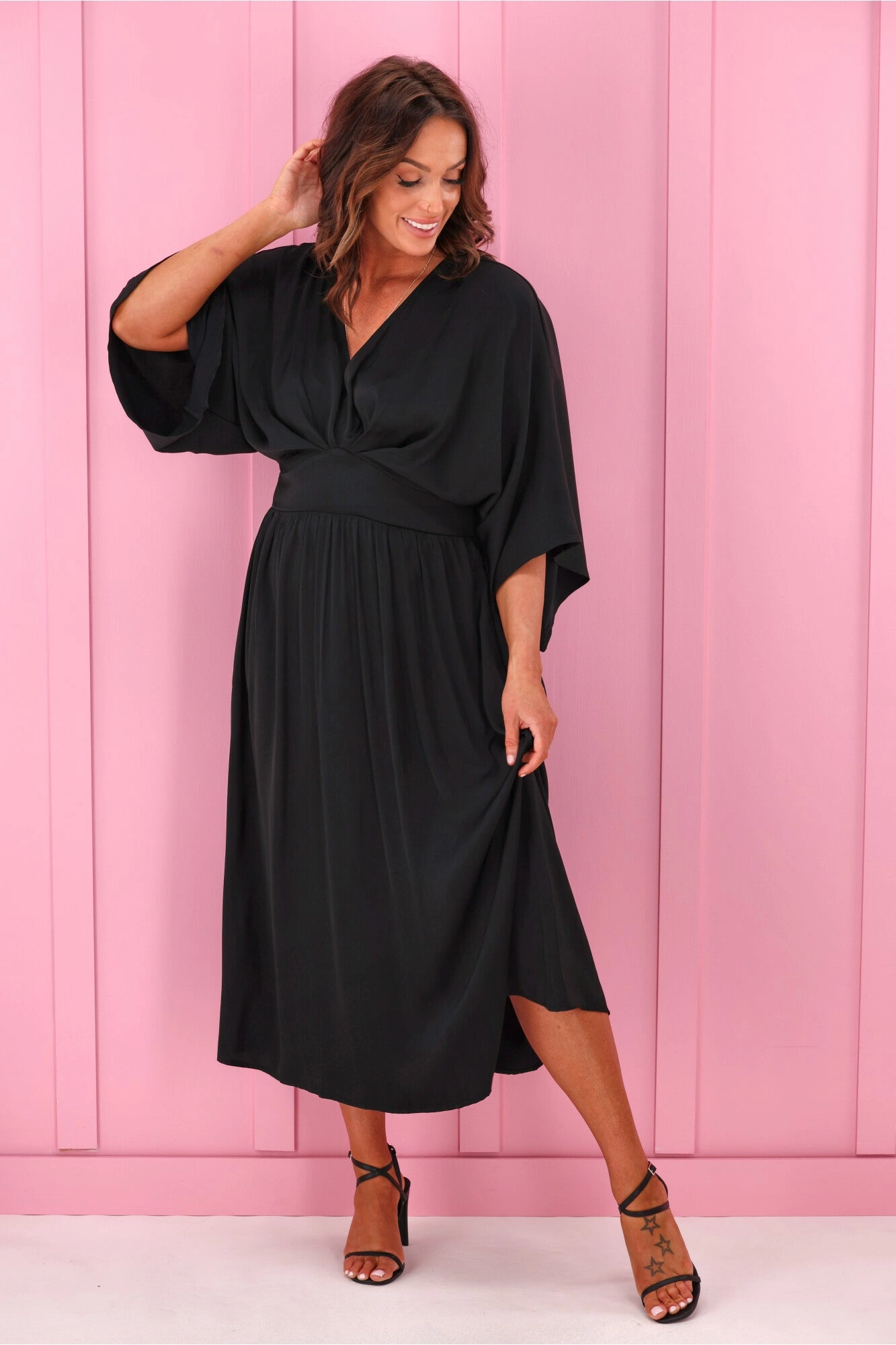 Perfect Look Quick Layer Jane James Florian Batwing Dress Black