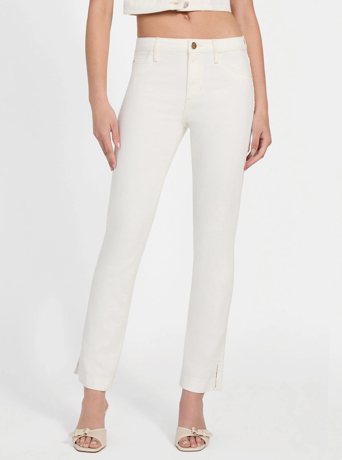 Outfit Ease White Mid Rise Audrey Slim Cigarette Jeans