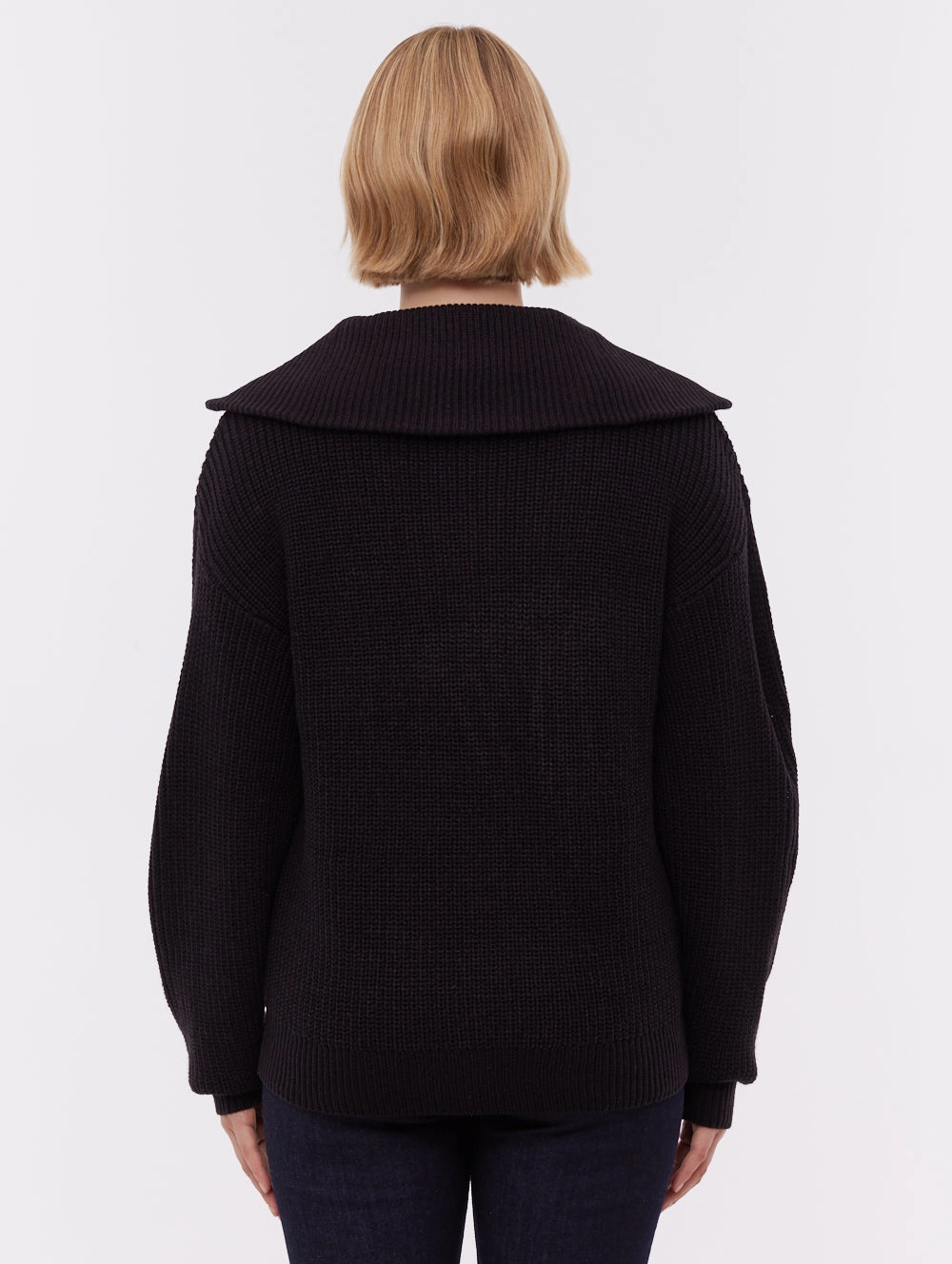 ColorfastMaterial Cozy Fit Thurynn Oversize Zippered Funnel Sweater - Black