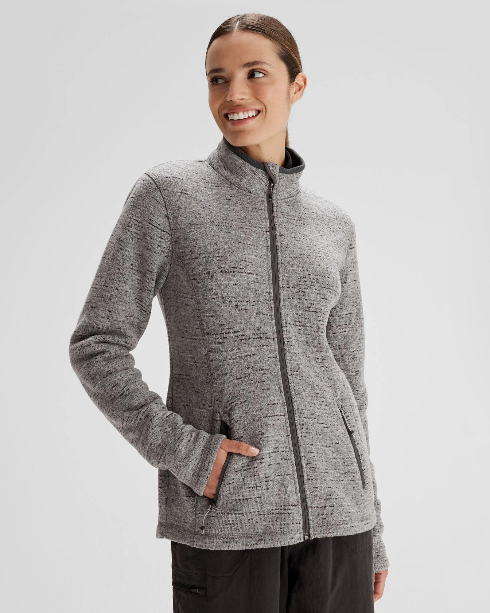 Women's Aikman Fleece Jacket - Steel Grey Marle Insulated Warmth