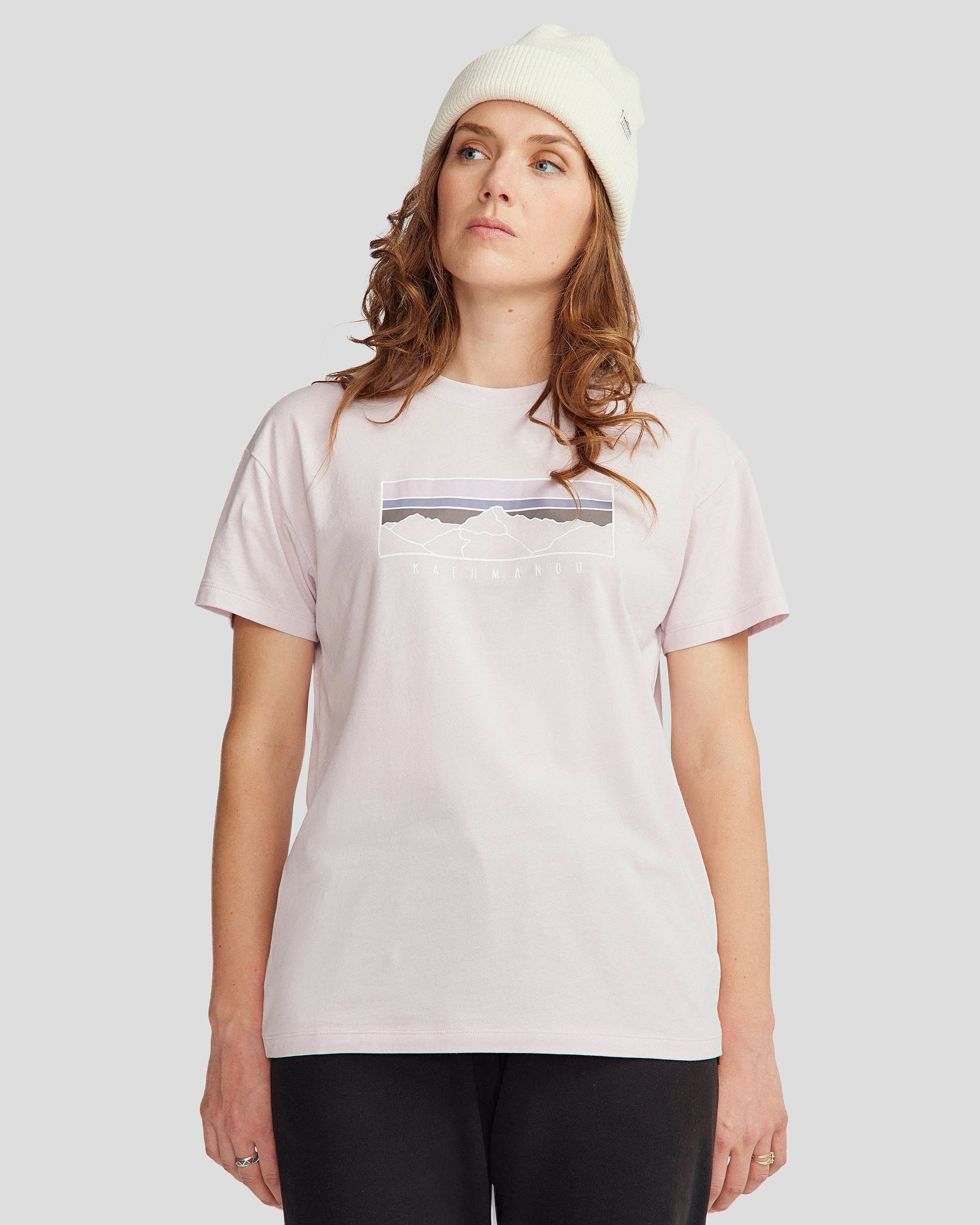 Bound Seam Edges Women's Mountain Sunset Organic Cotton T-shirt - Stardust