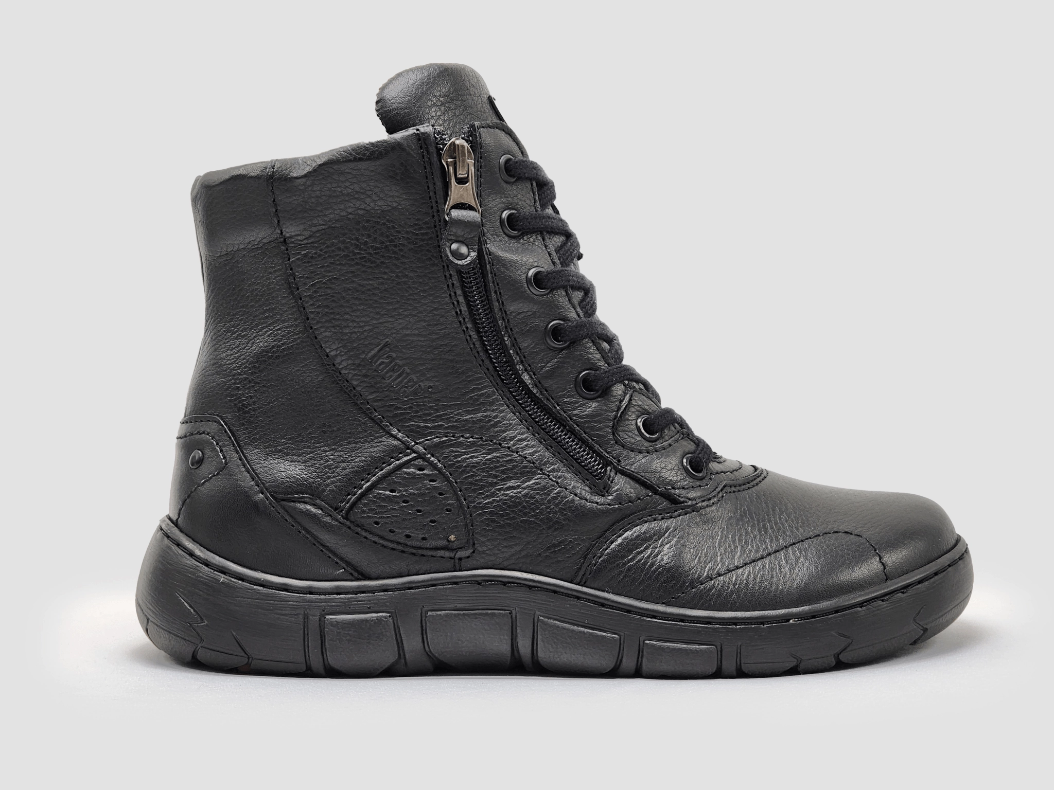 Inner Glow Women's Original Thick Wool-Lined Zip-Up Leather Boots - Black