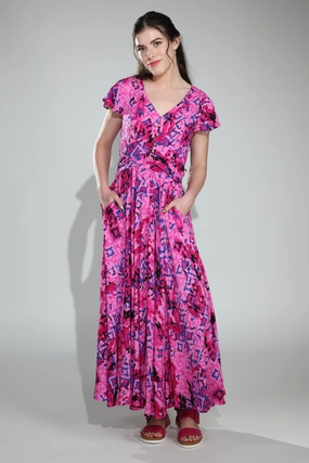 Sleek Texture AntiFrayEdging Maxi Dress | MULTI PINK | 0029C1