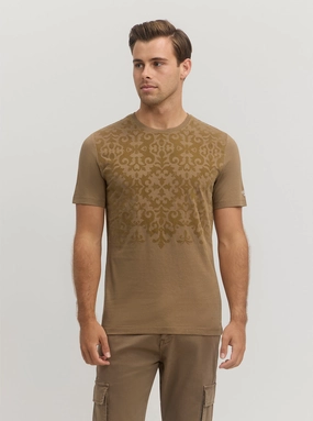 Relaxed Top Quick-Dry Fabric Brown Flock T-Shirt