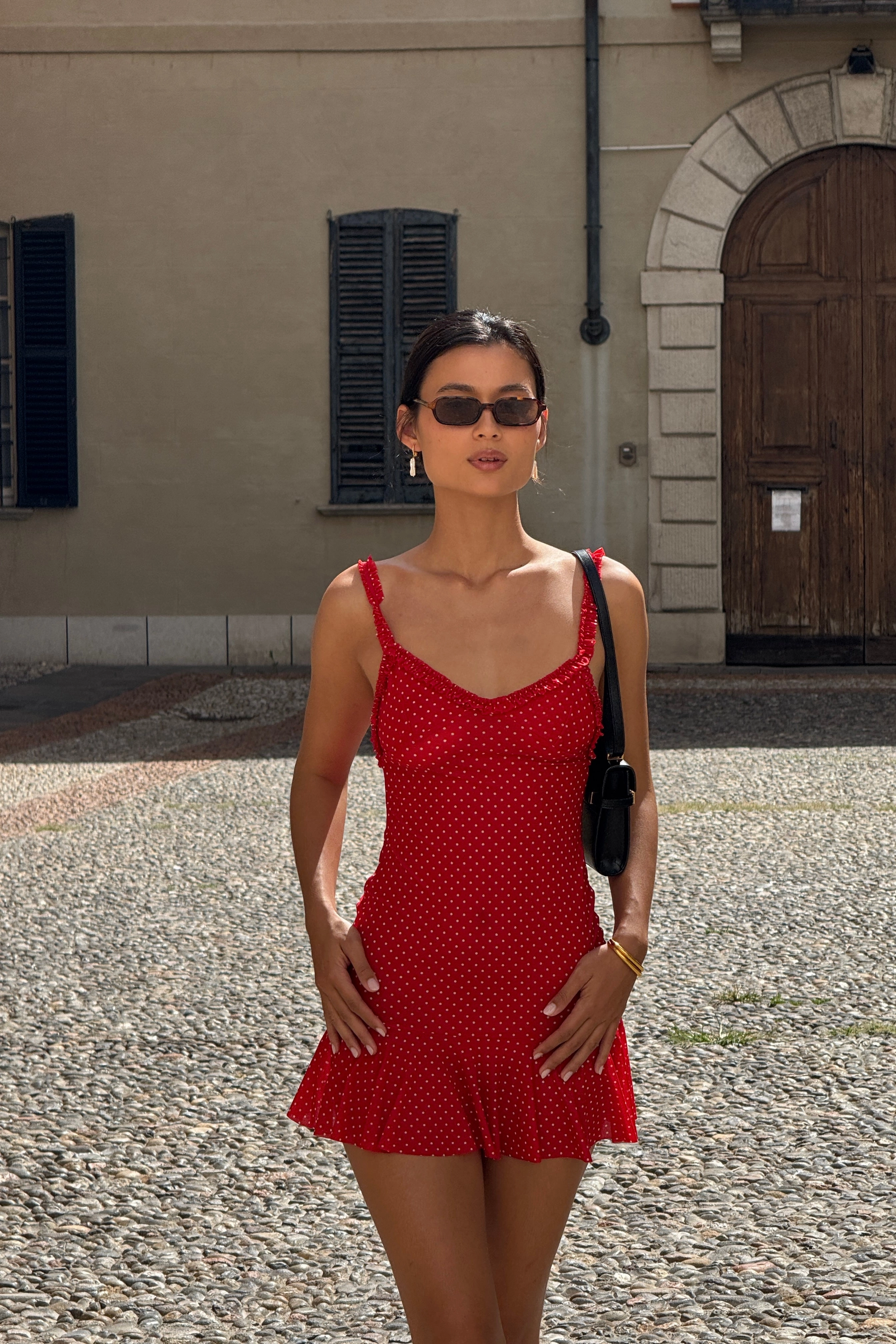 Office Layer Sleek Volume Camilla Ruffle Mini Dress