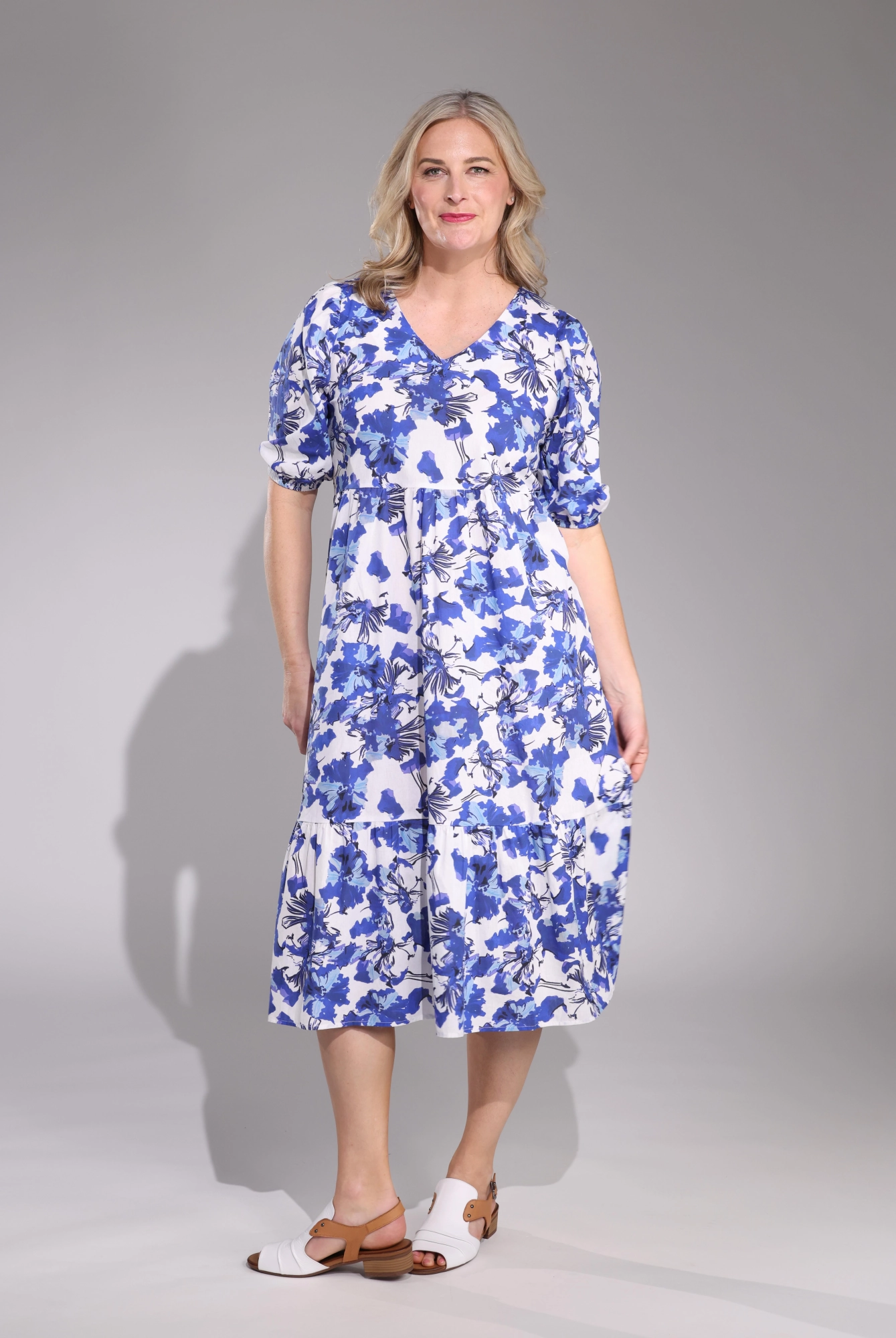 Midi Sundress | Blue Blooms | 6521C1 Fashionable Touch