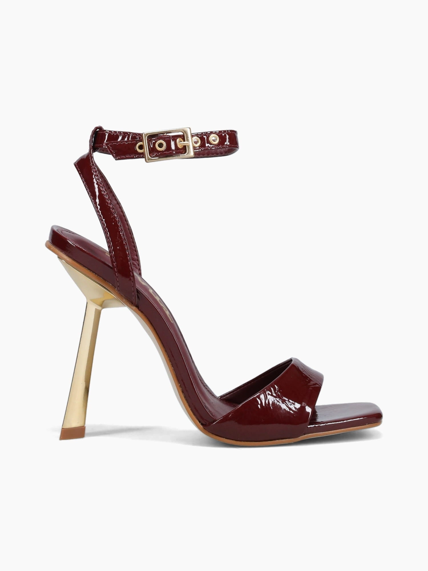 Careni Burgundy Verniz Wide Strap Heels Creative Spirit