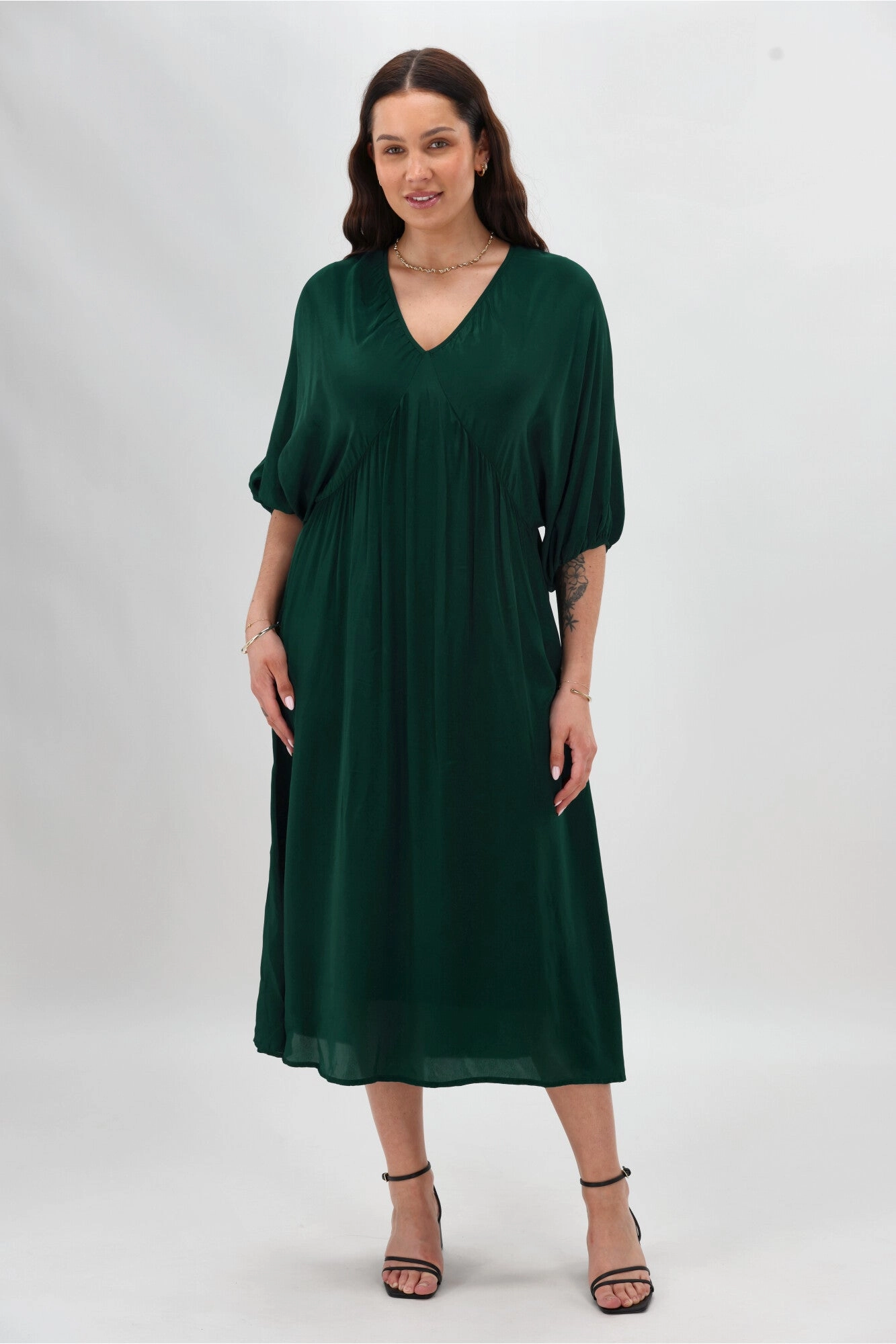Perfect Comfort Wear Simple Yet Elegant Celebrations By Shine On Lorna Blouson Dress Emerald