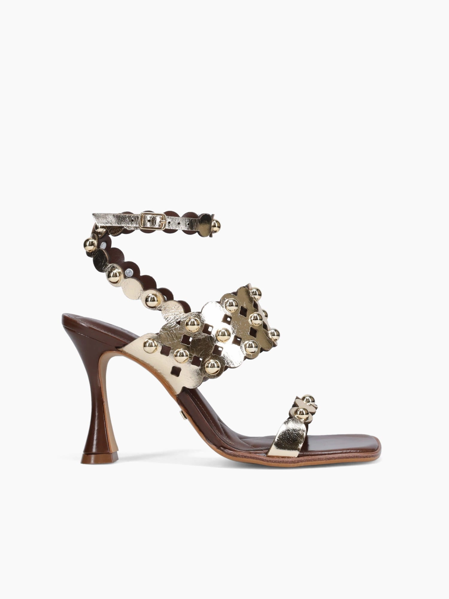 Heeled Sandals Footwear Style Ameline Gold Crystal Leather