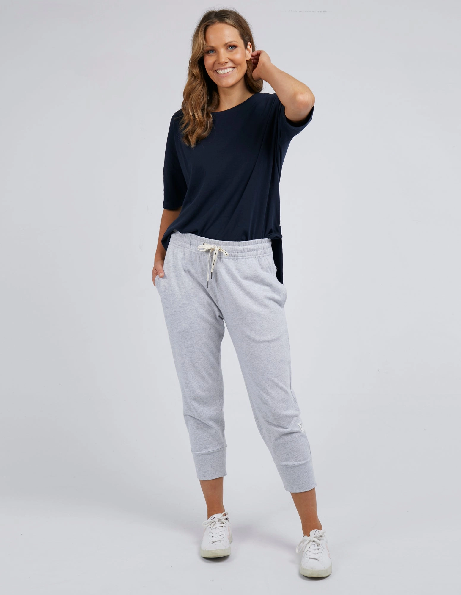 Elm Fundamental Brunch Pant Grey Marle Rib Knit Unisex Style Light and Comfortable