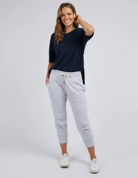 Elm Fundamental Brunch Pant Grey Marle Rib Knit Unisex Style Light and Comfortable