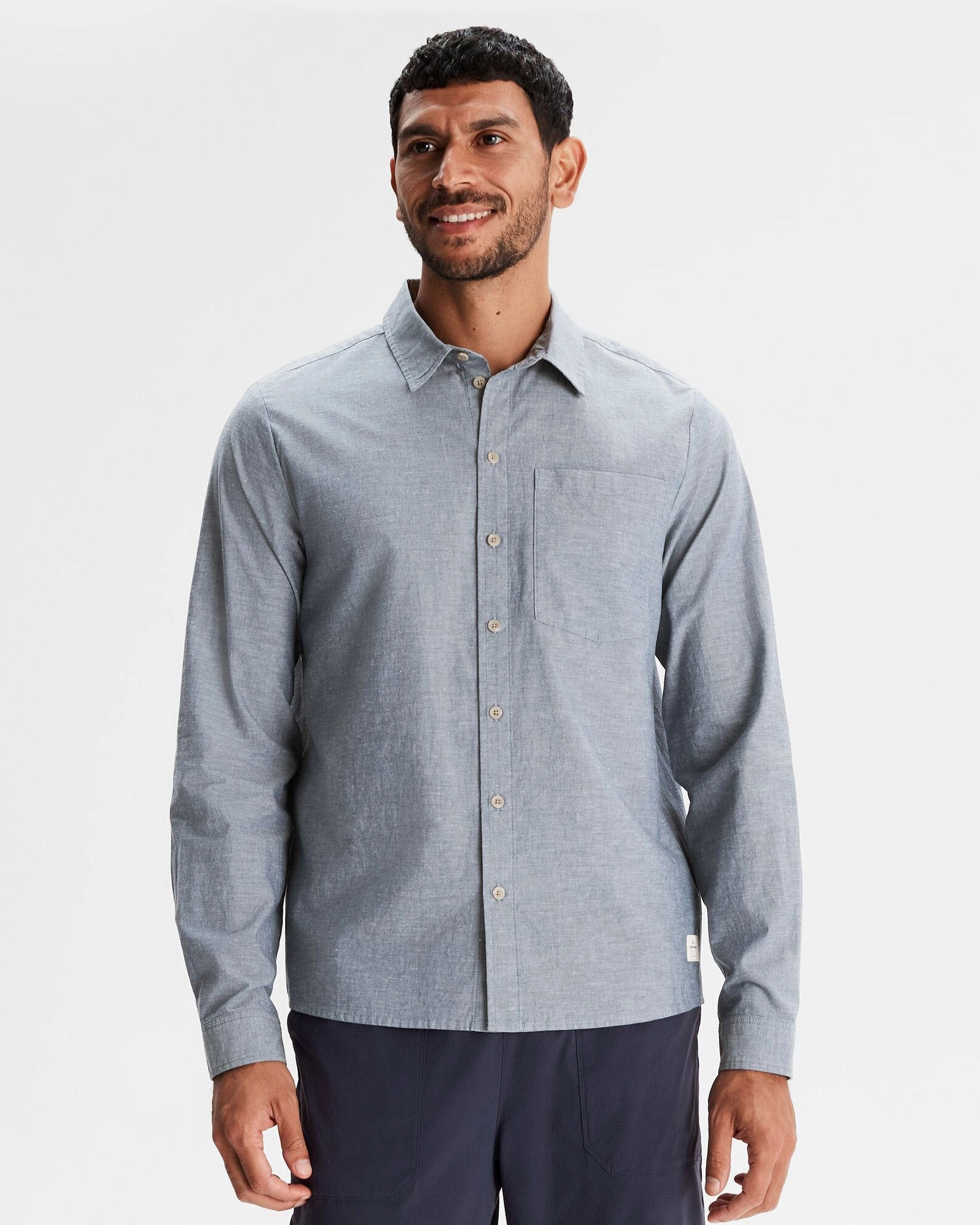 Quick Dry Technology Daytime Look Men's Flaxton LT Long Sleeve Shirt - Chambray Blue