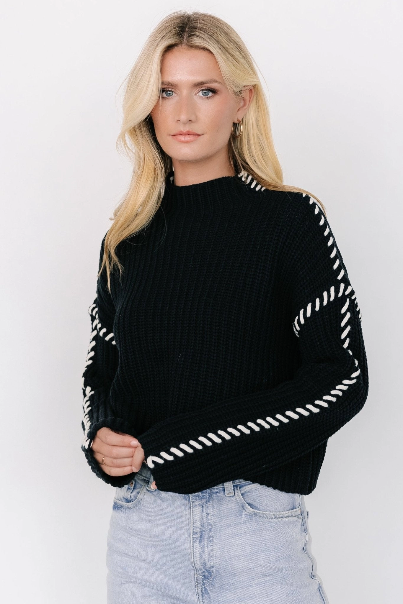 Madden Knit Sweater | Black Knit Layering Warm and Soft