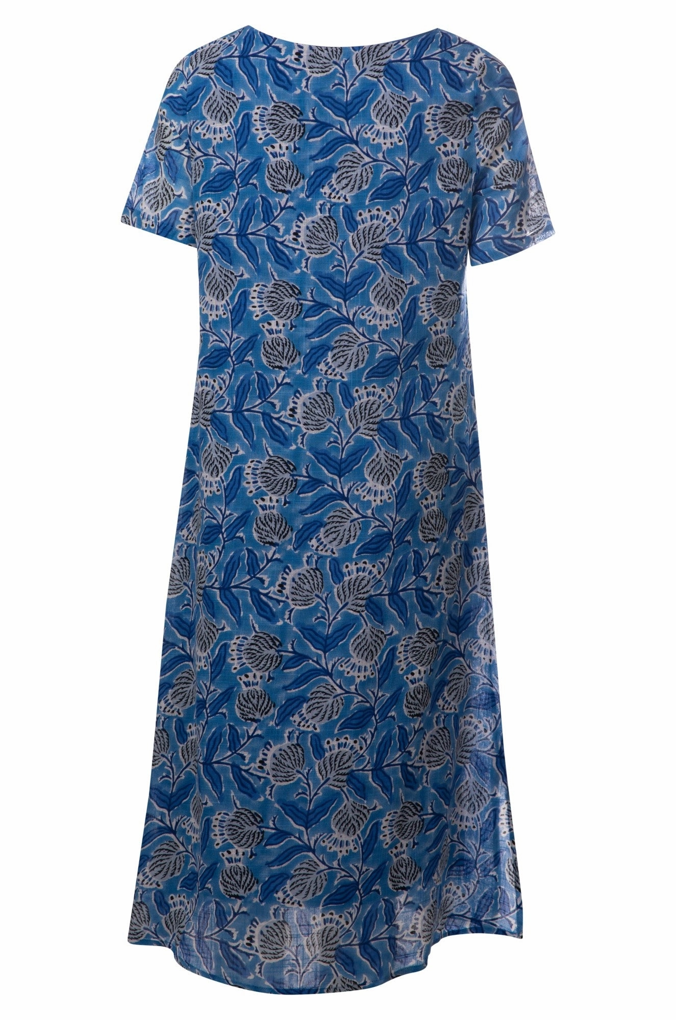 100% Cotton Dress with side splits | BLUES GARDEN | 6274A1 Semi Fit Simple formal dress