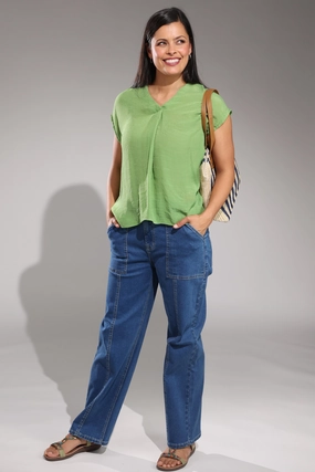 Straight leg Wonder Denim Jeans | MID INDIGO | 6623A1 Professional Wear Premium Winter Warmth